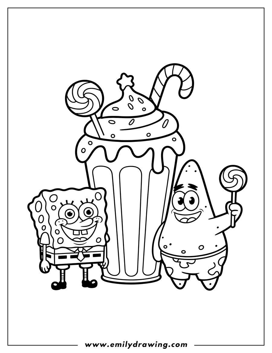 Clean line drawing: spongeBob SquarePants