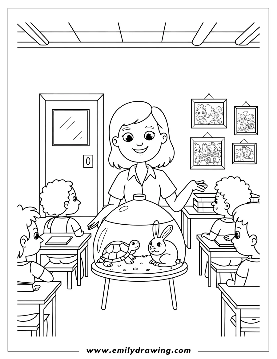 Outline drawing of teacher