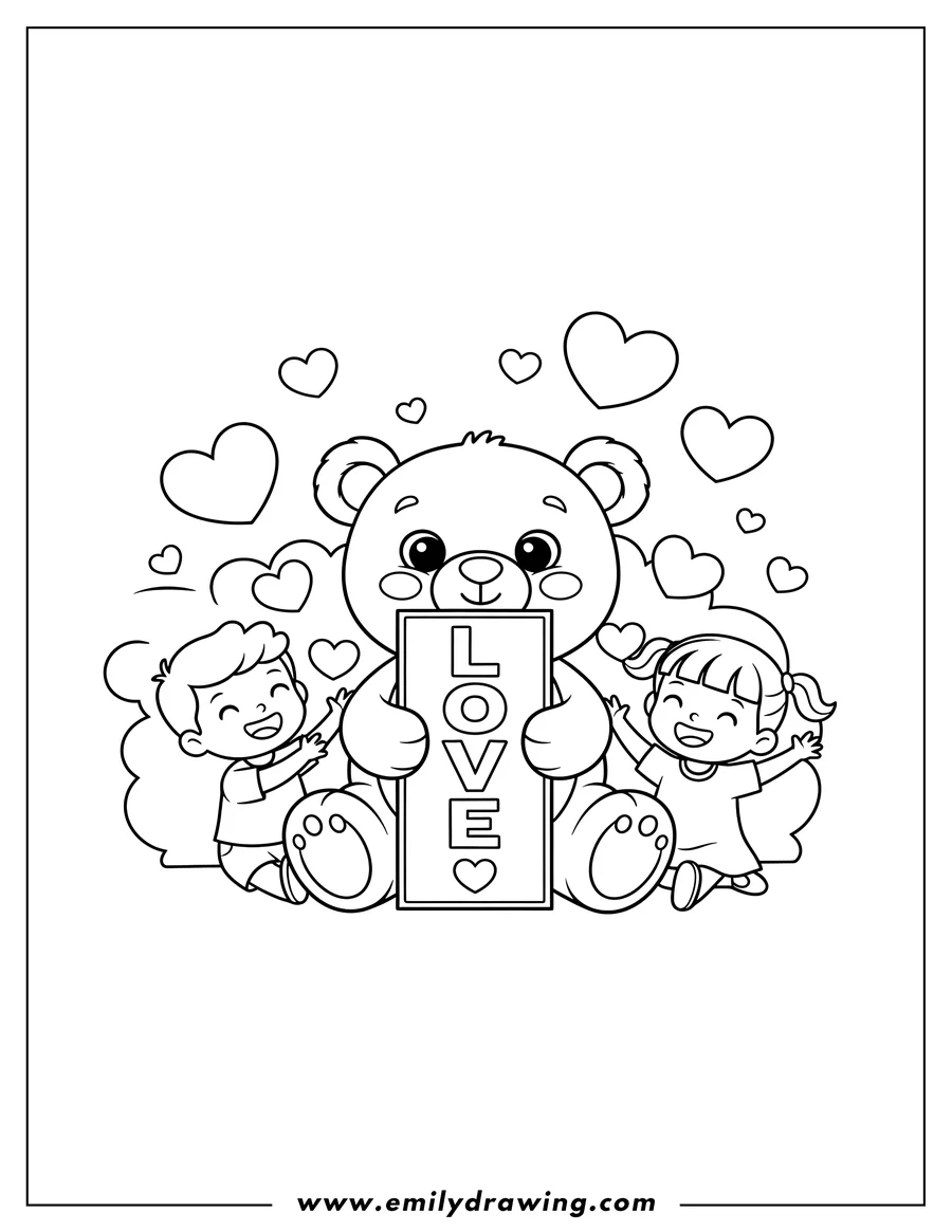 Vector style outline of teddy Bear
