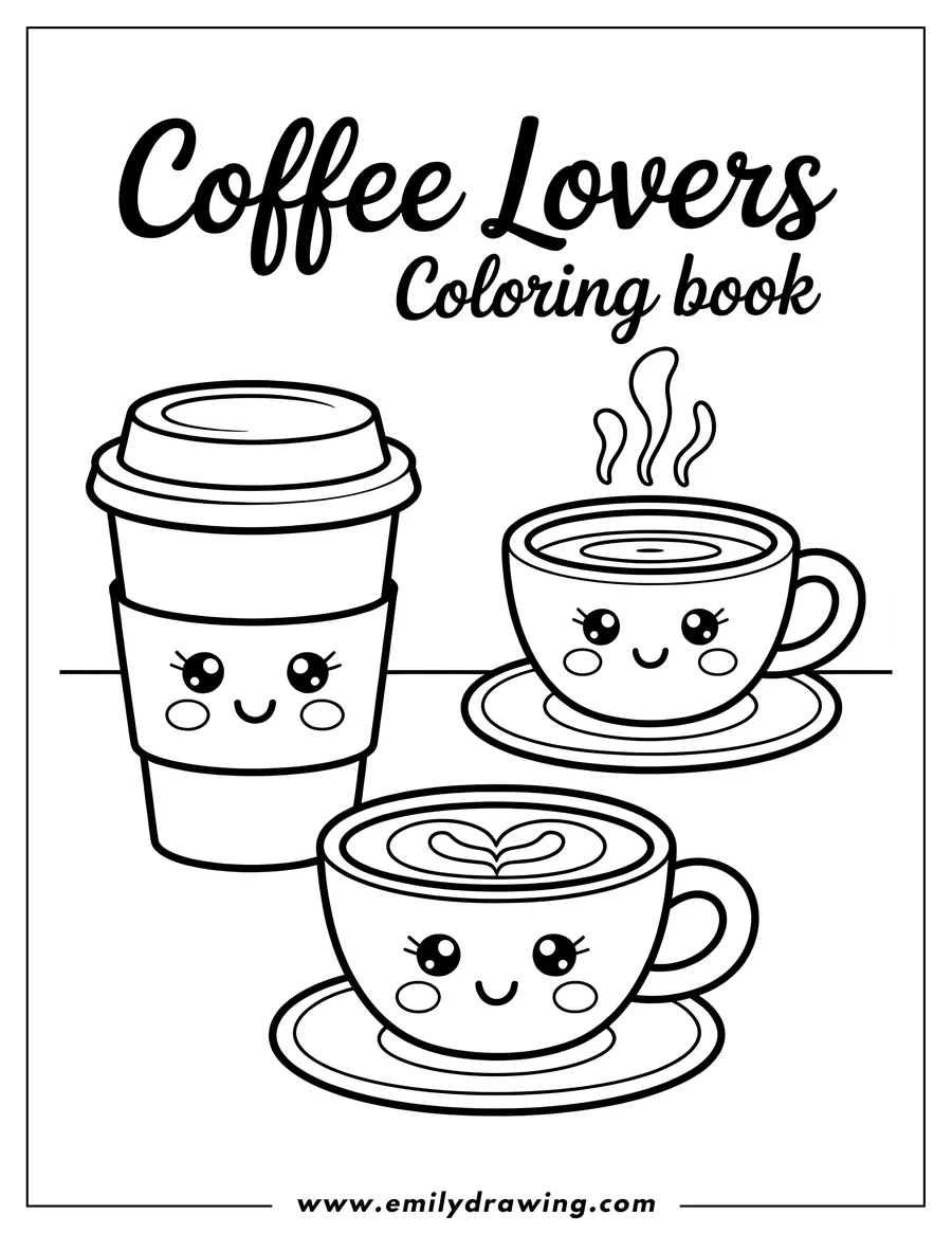 Free to print drawing of to-go coffee cup