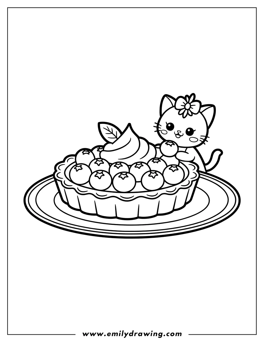 Black and white line art of kitten