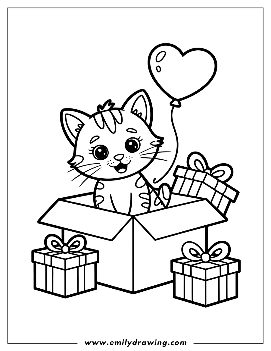 Printable coloring page of kitten