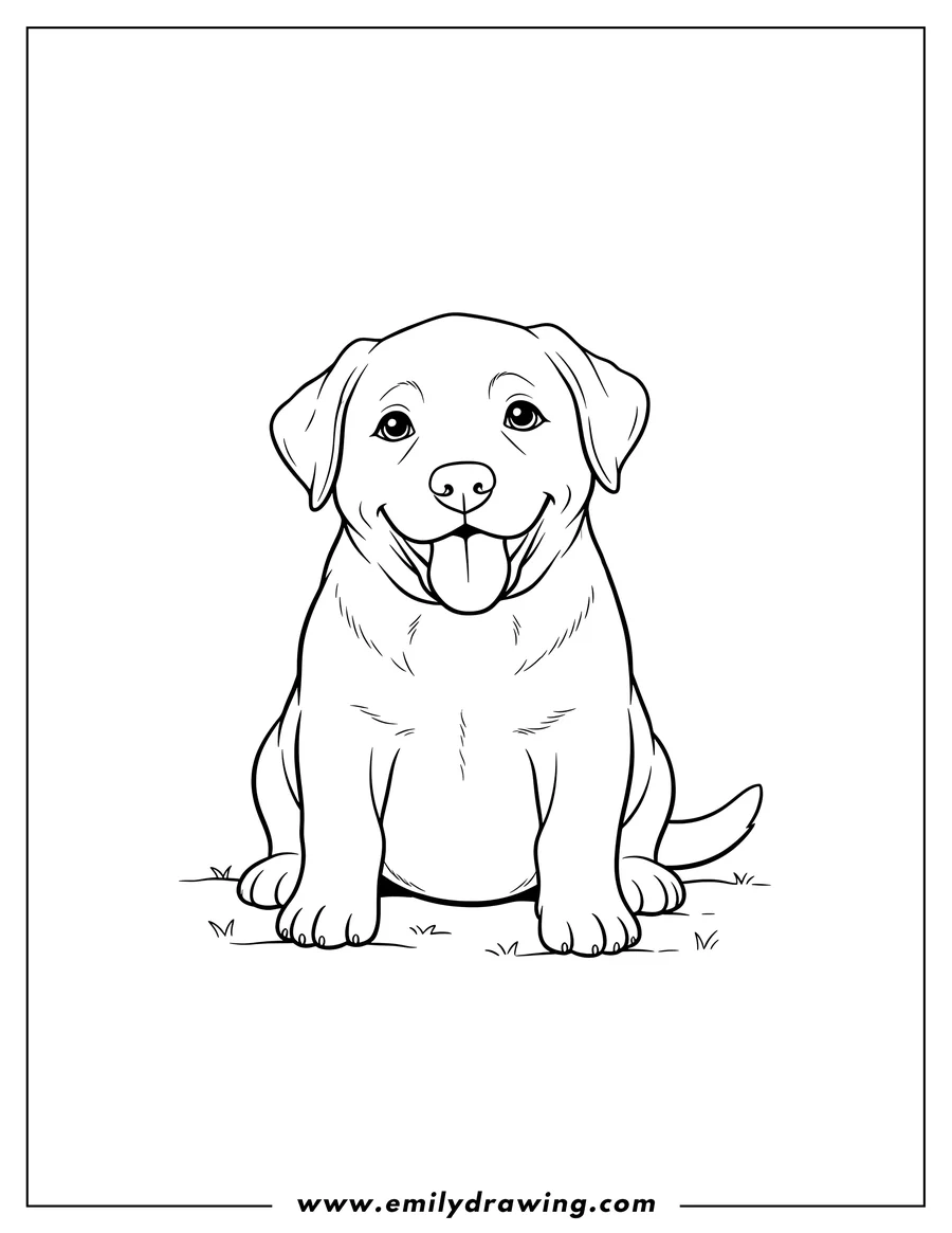 Free to print drawing of labrador Puppy sitting with tongue out