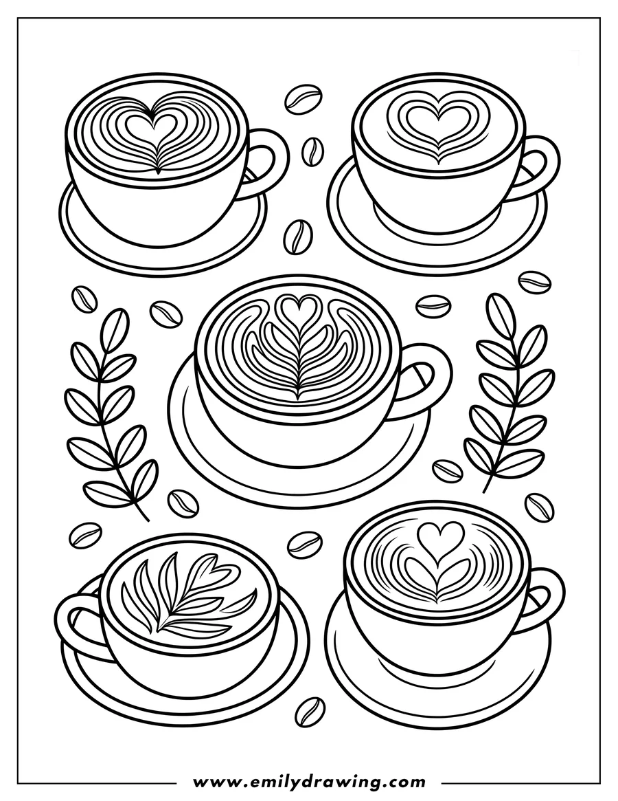 Simple sketch of latte Art to color
