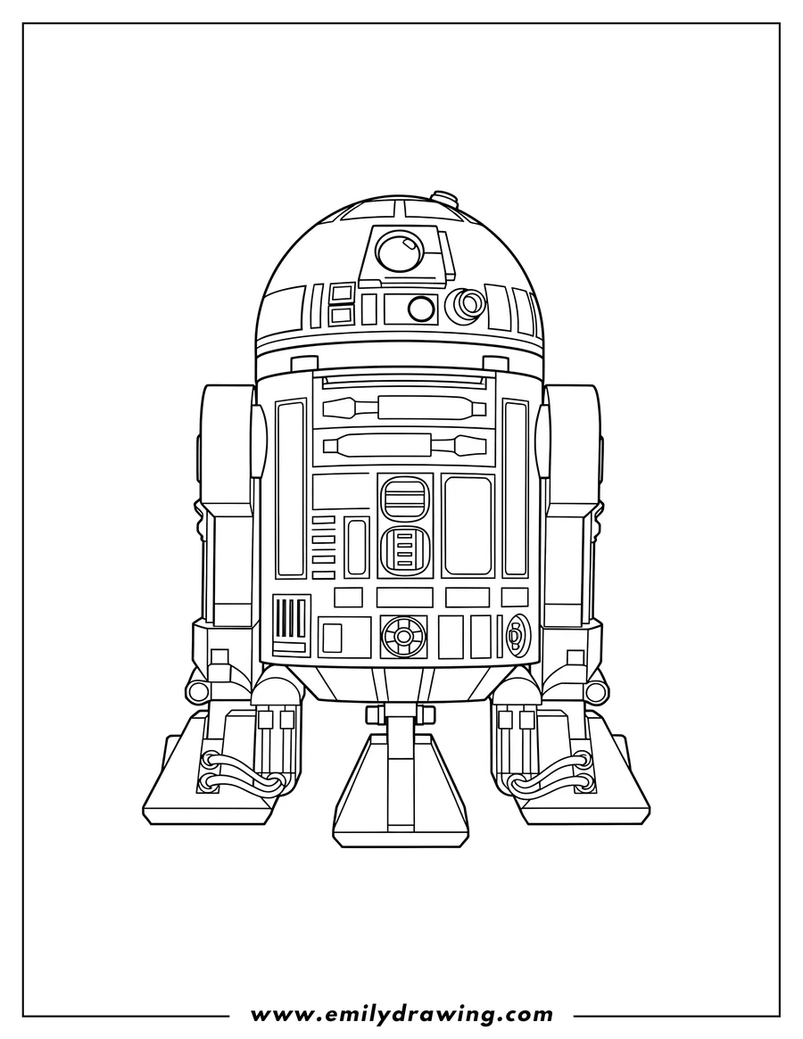 High quality printable lego R2 D2 standing for coloring
