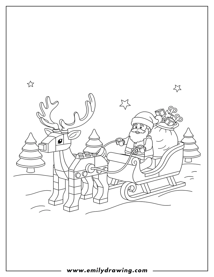 Downloadable coloring page of lego Santa Claus