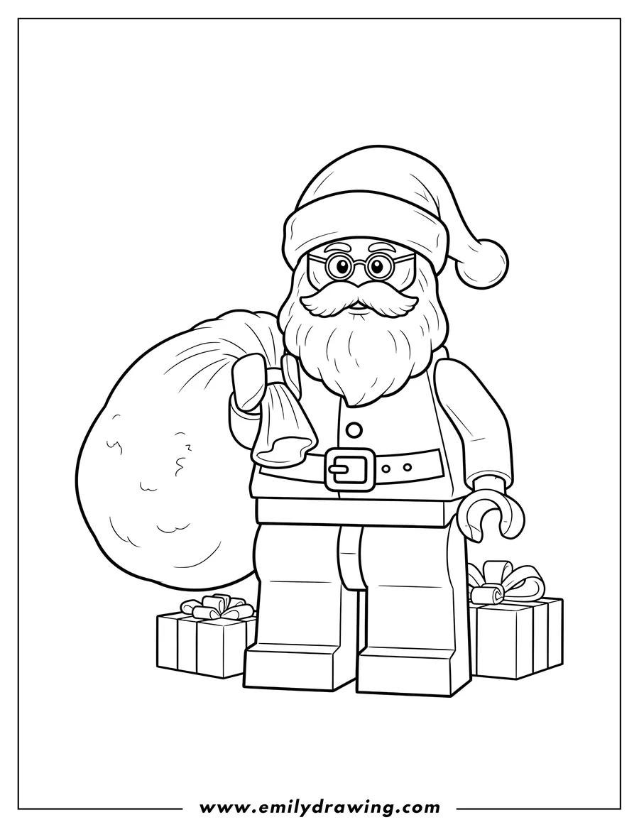 Coloring page of lego Santa Claus