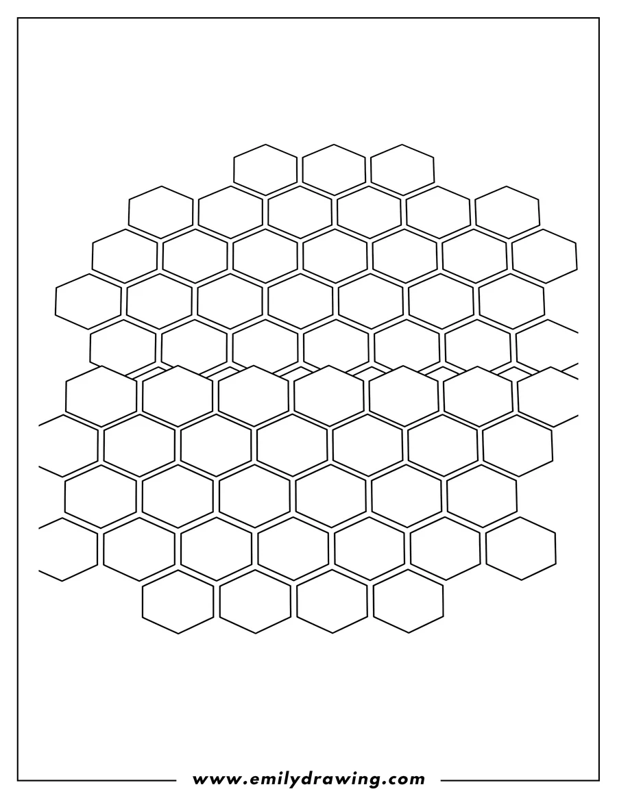 Linear illustration of lined Isometric Honeycomb Pattern