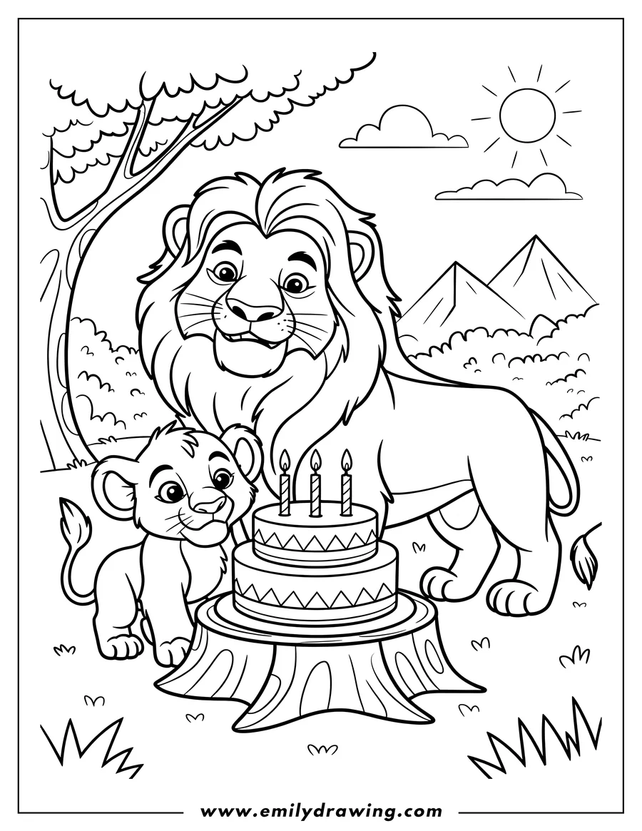 Printable line art of lion