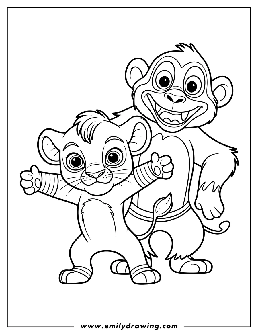 Linear illustration of lion Cub