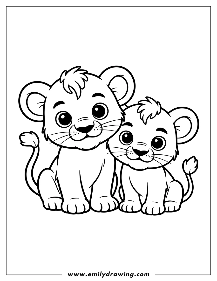 PDF style coloring page: lion Cub