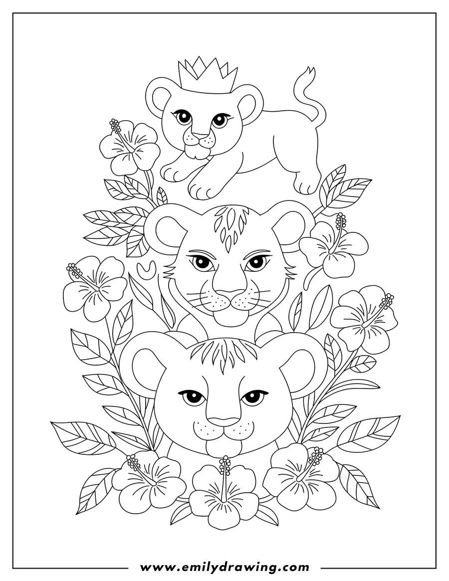 Outline drawing of lion Cub