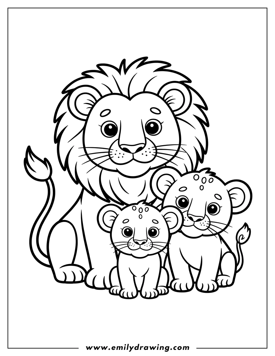 Coloring sheet featuring lion