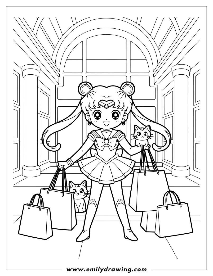Coloring page of magical Girl