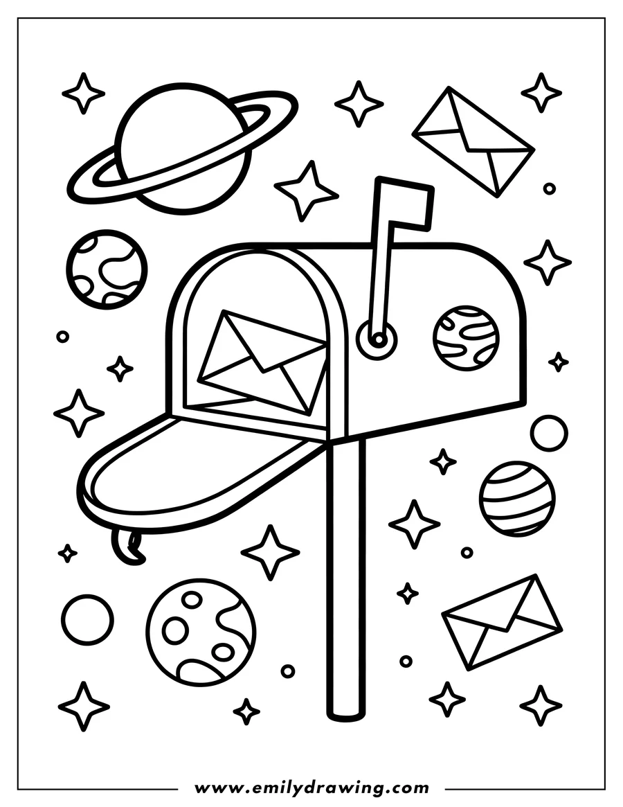 Printable coloring page of mailbox