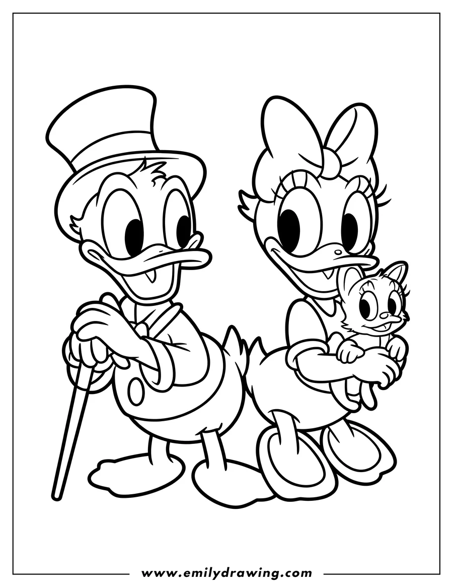 Coloring sheet featuring male Duck