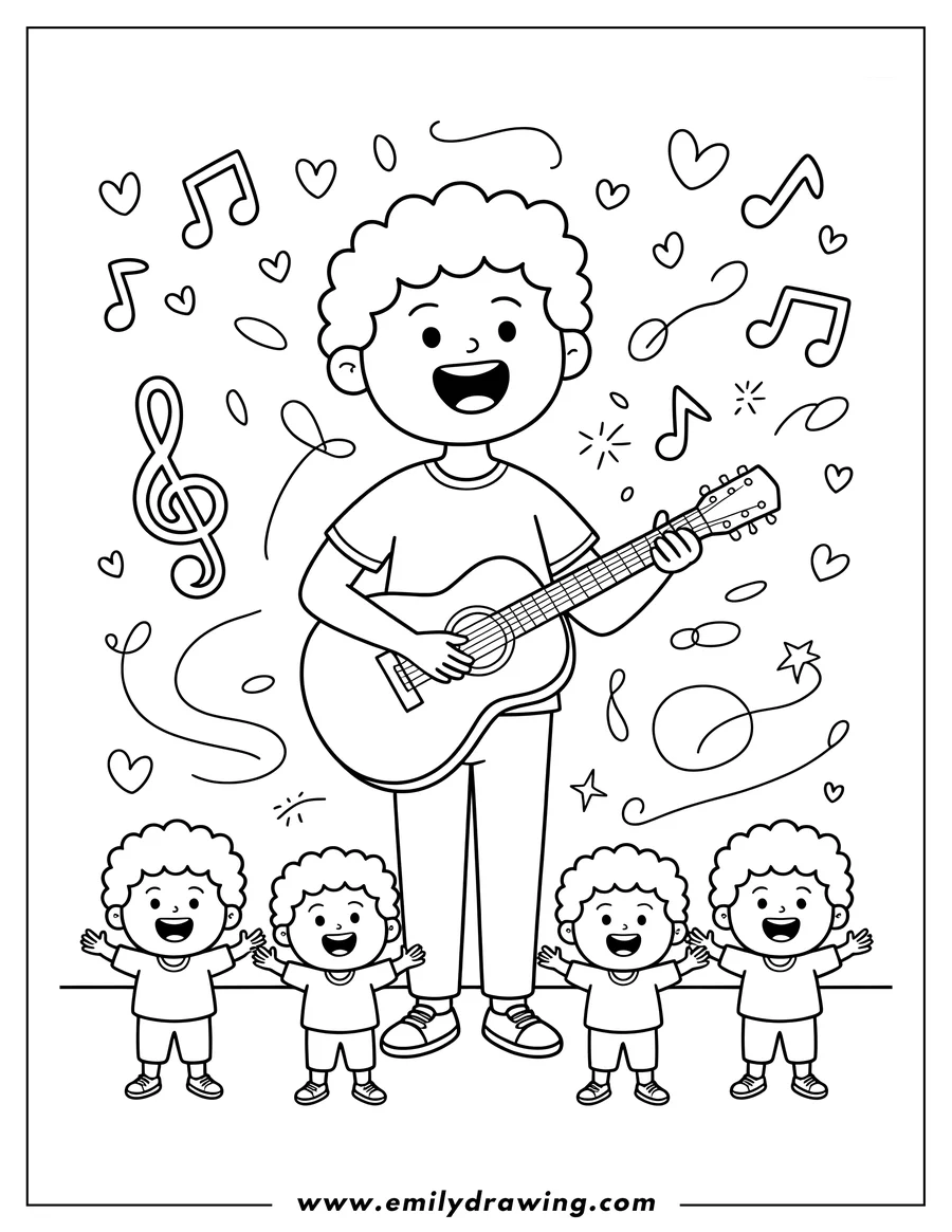 Doodle style coloring picture of man