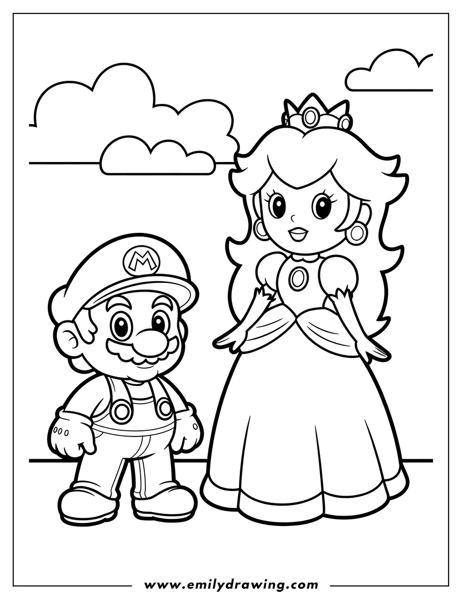Coloring page of mario