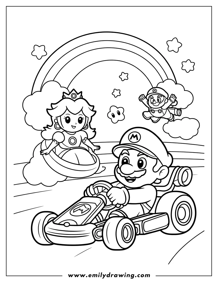 Outline drawing of mario