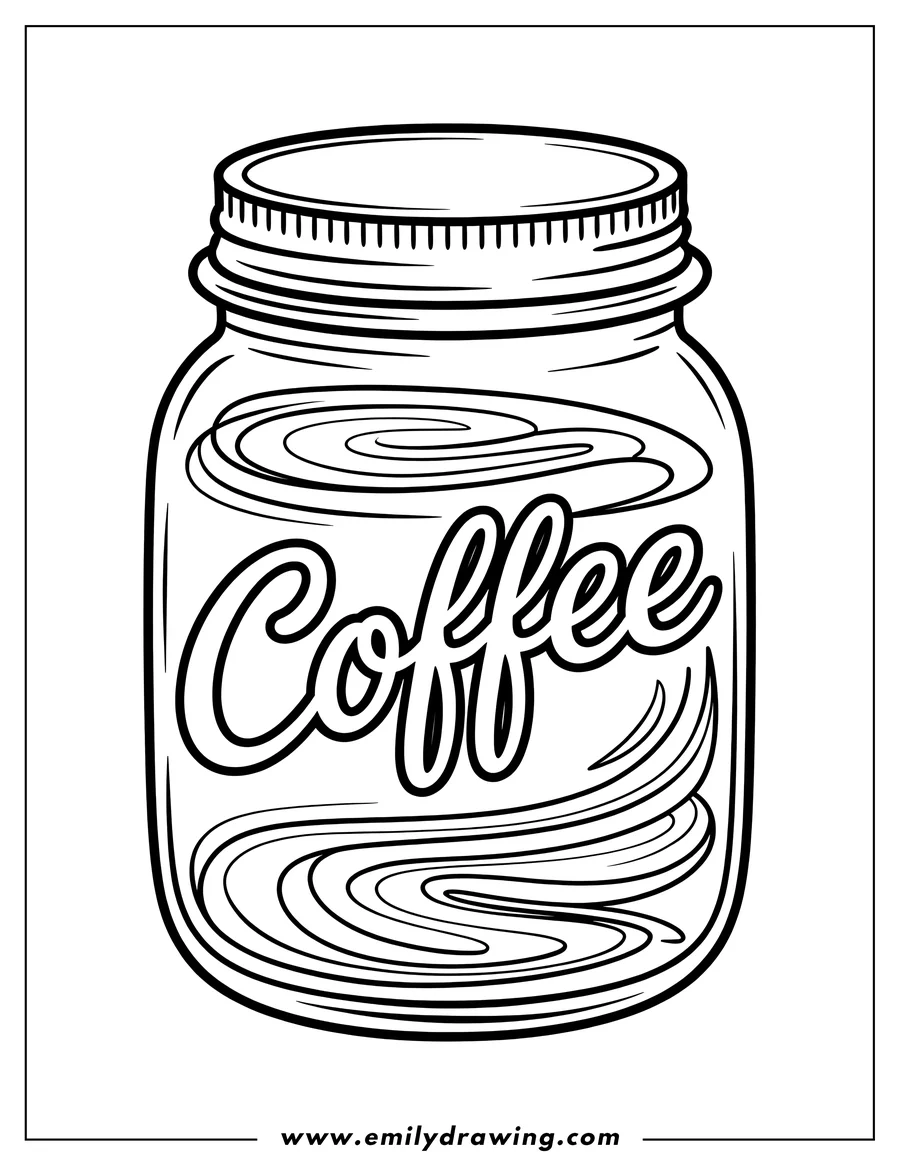 Black and white line art of mason Jar