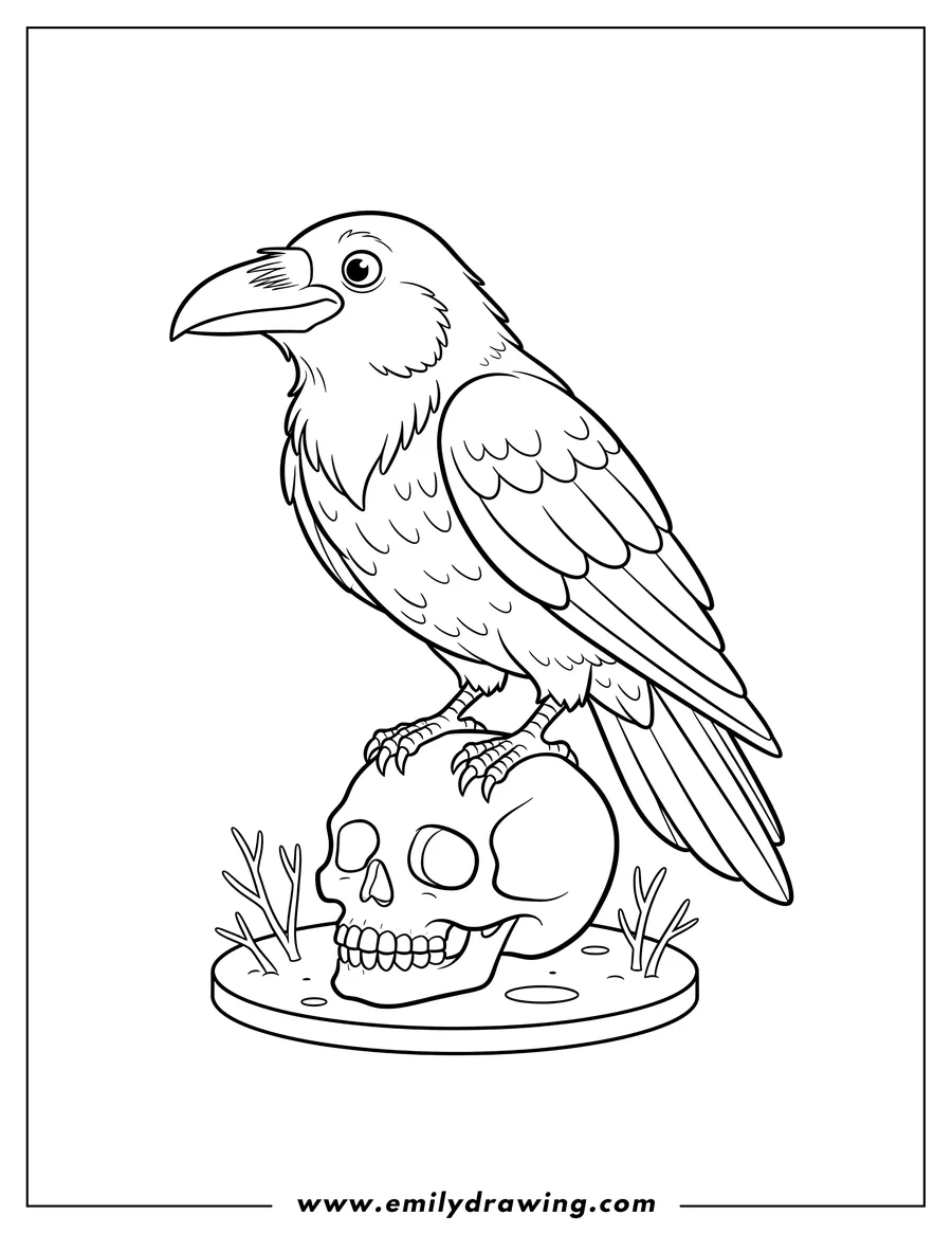 Printable coloring page of raven
