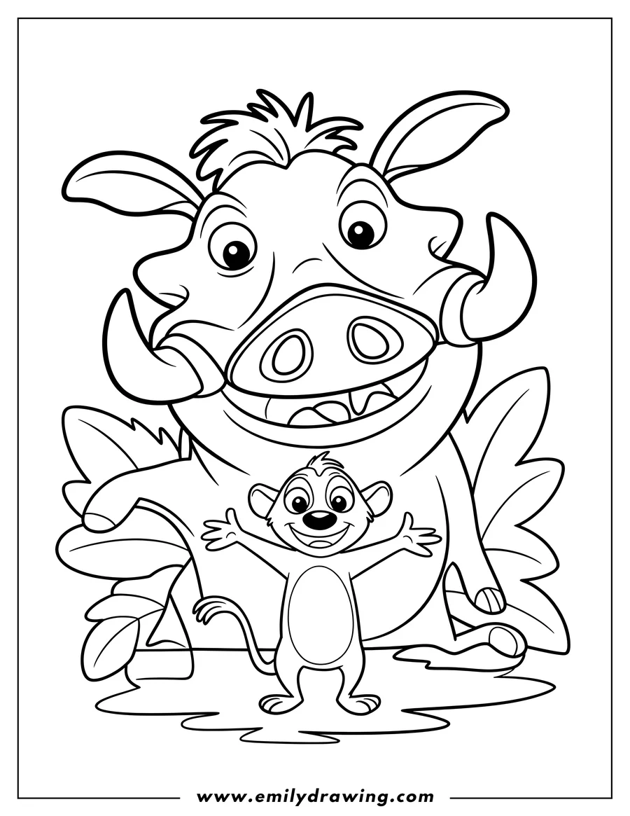 PDF style coloring page: meerkat