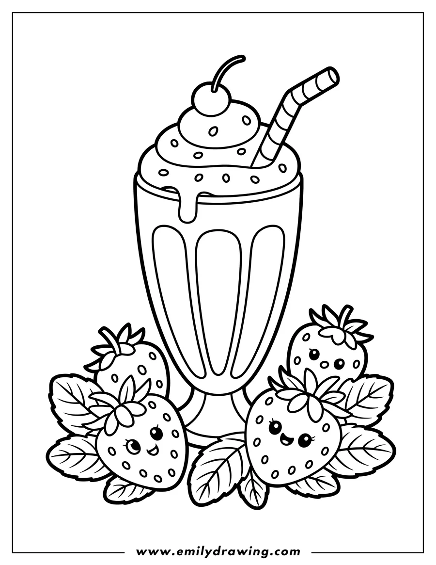 Free printable coloring sheet of milkshake