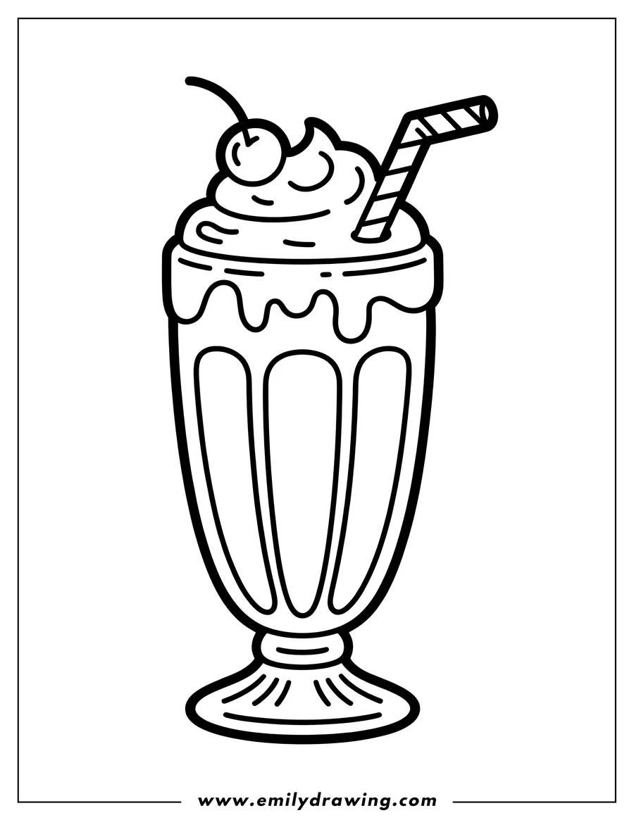 Doodle style coloring picture of milkshake