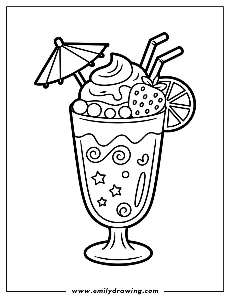 Printable coloring page of milkshake