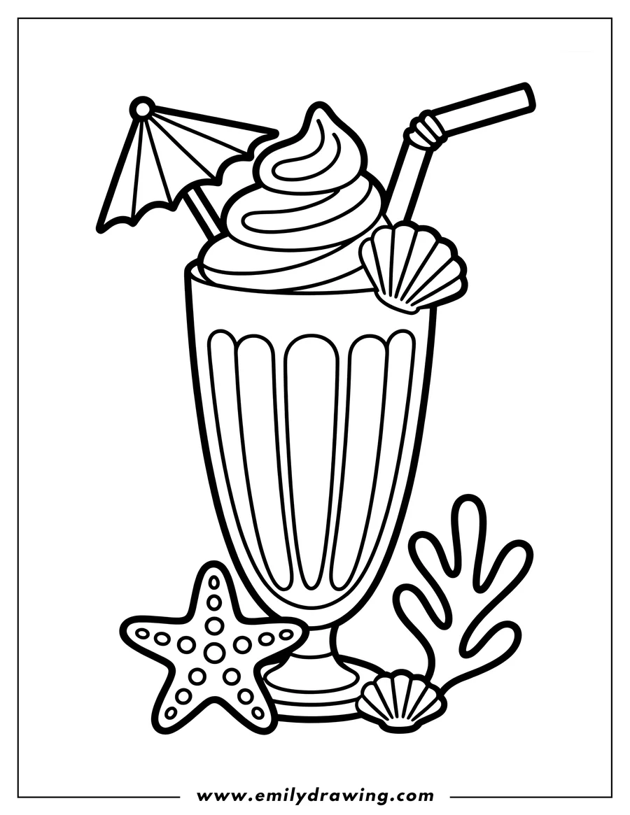 PDF style coloring page: milkshake