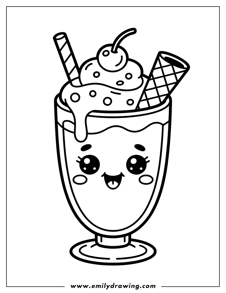 Vector style outline of milkshake