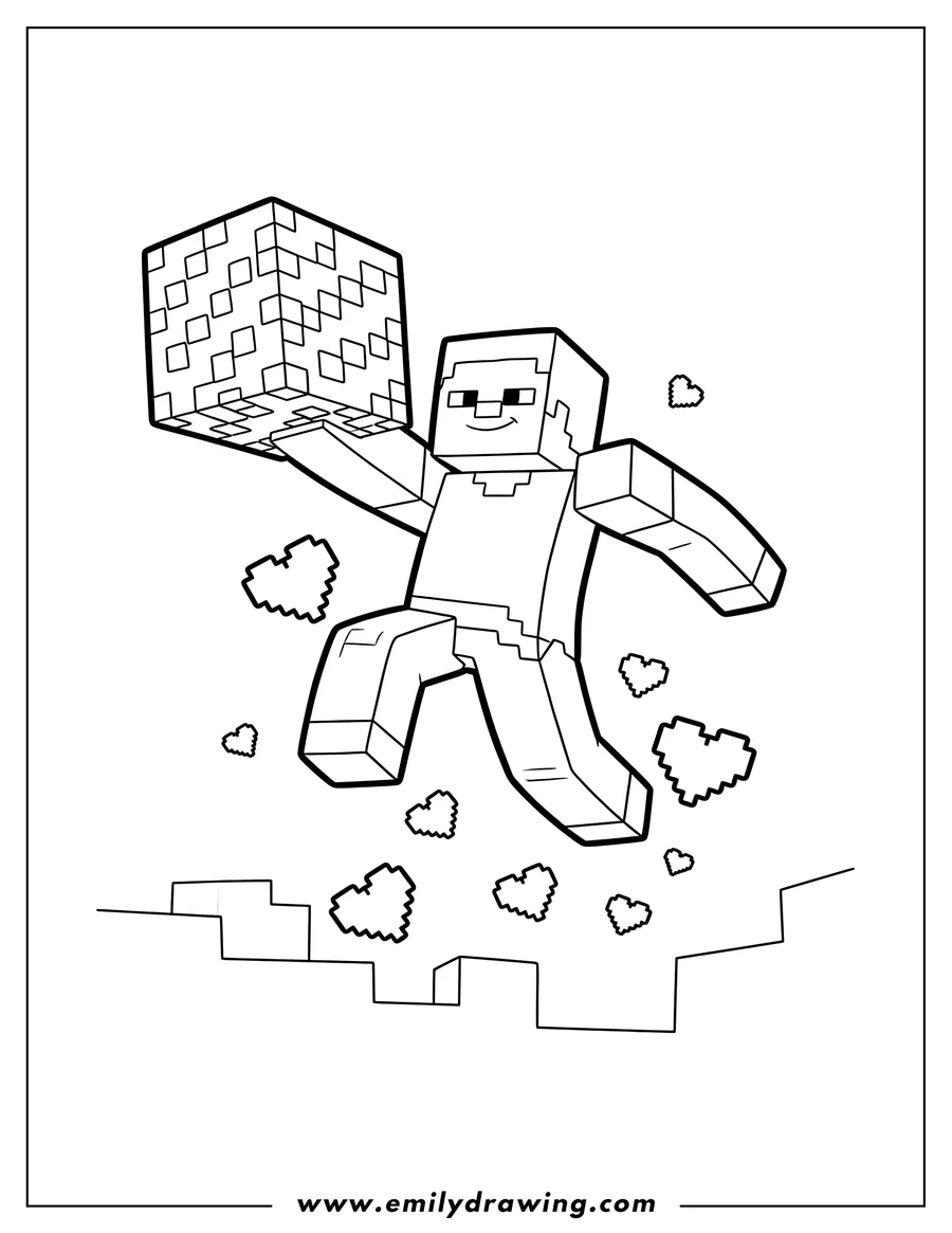 High quality printable minecraft Steve for coloring