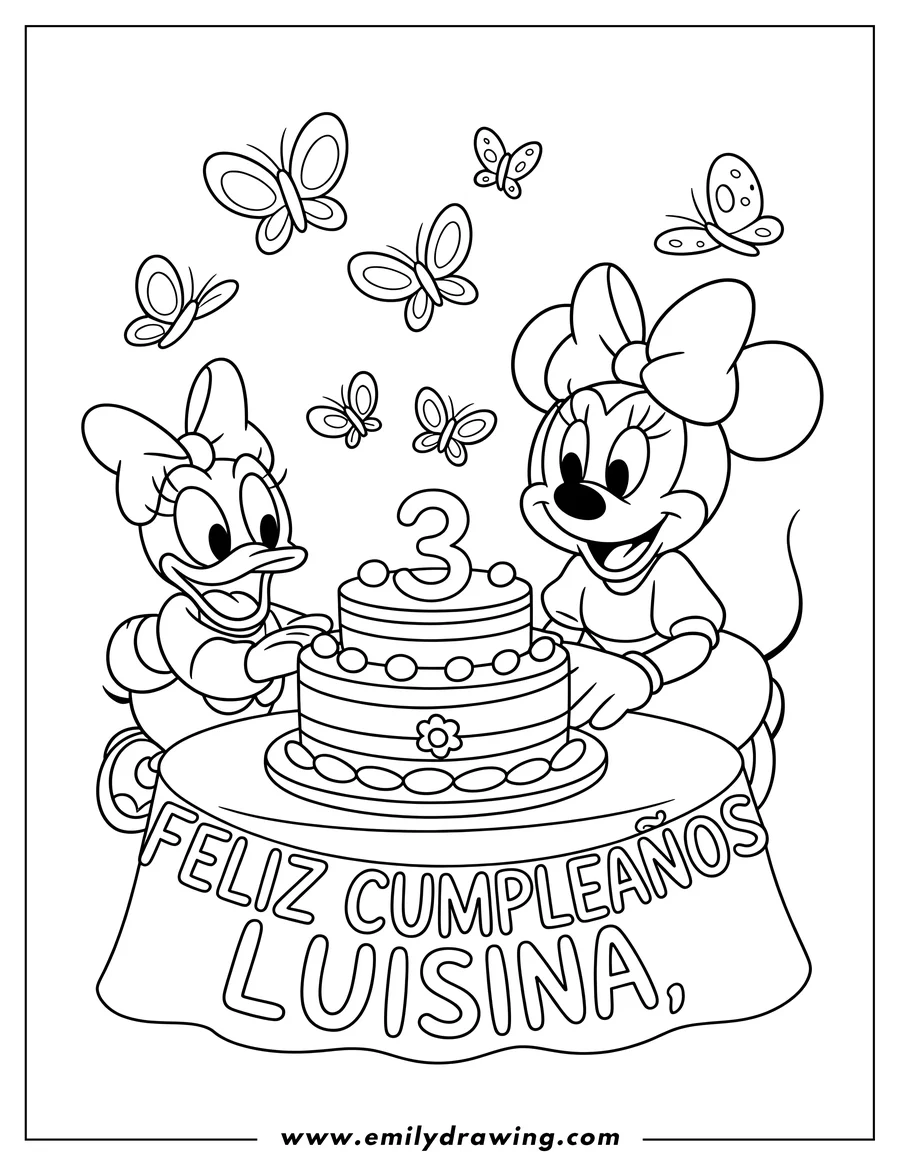 Free to print drawing of minnie Mouse