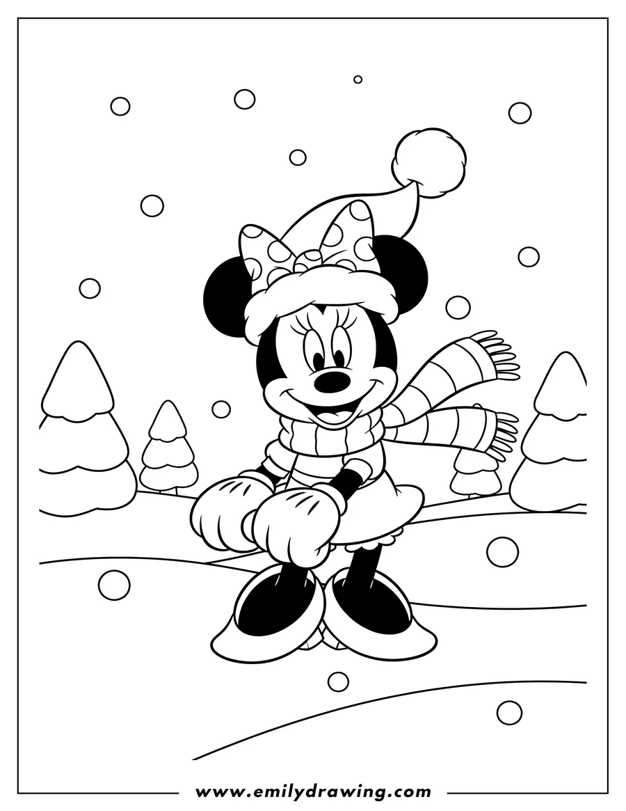 Full page coloring image of minnie Mouse