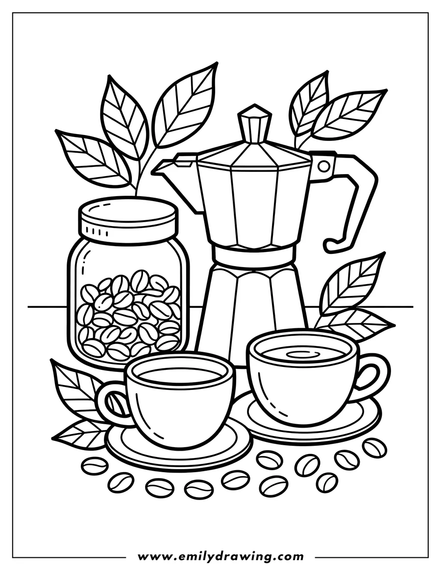 Outline drawing of moka Pot