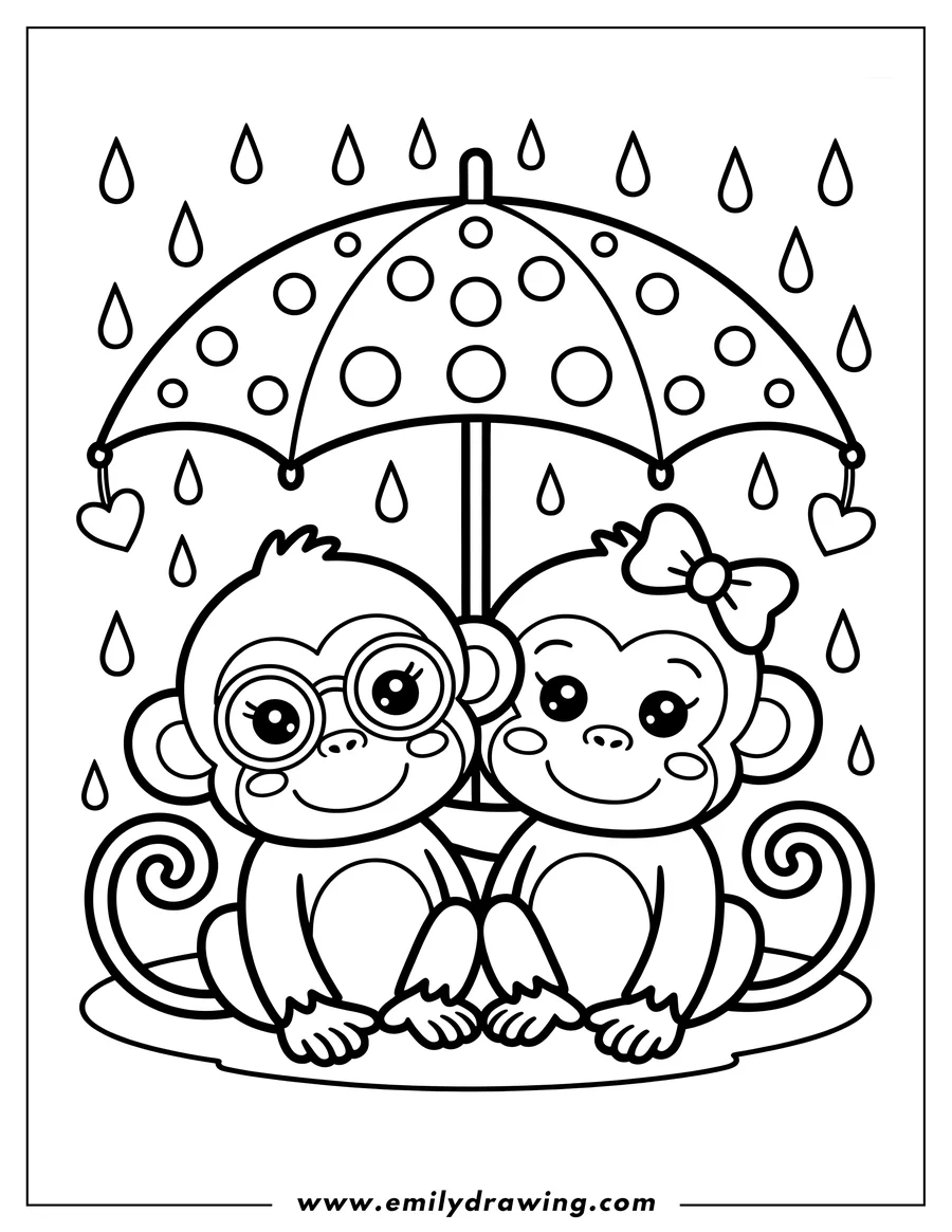 Black and white line art of monkey