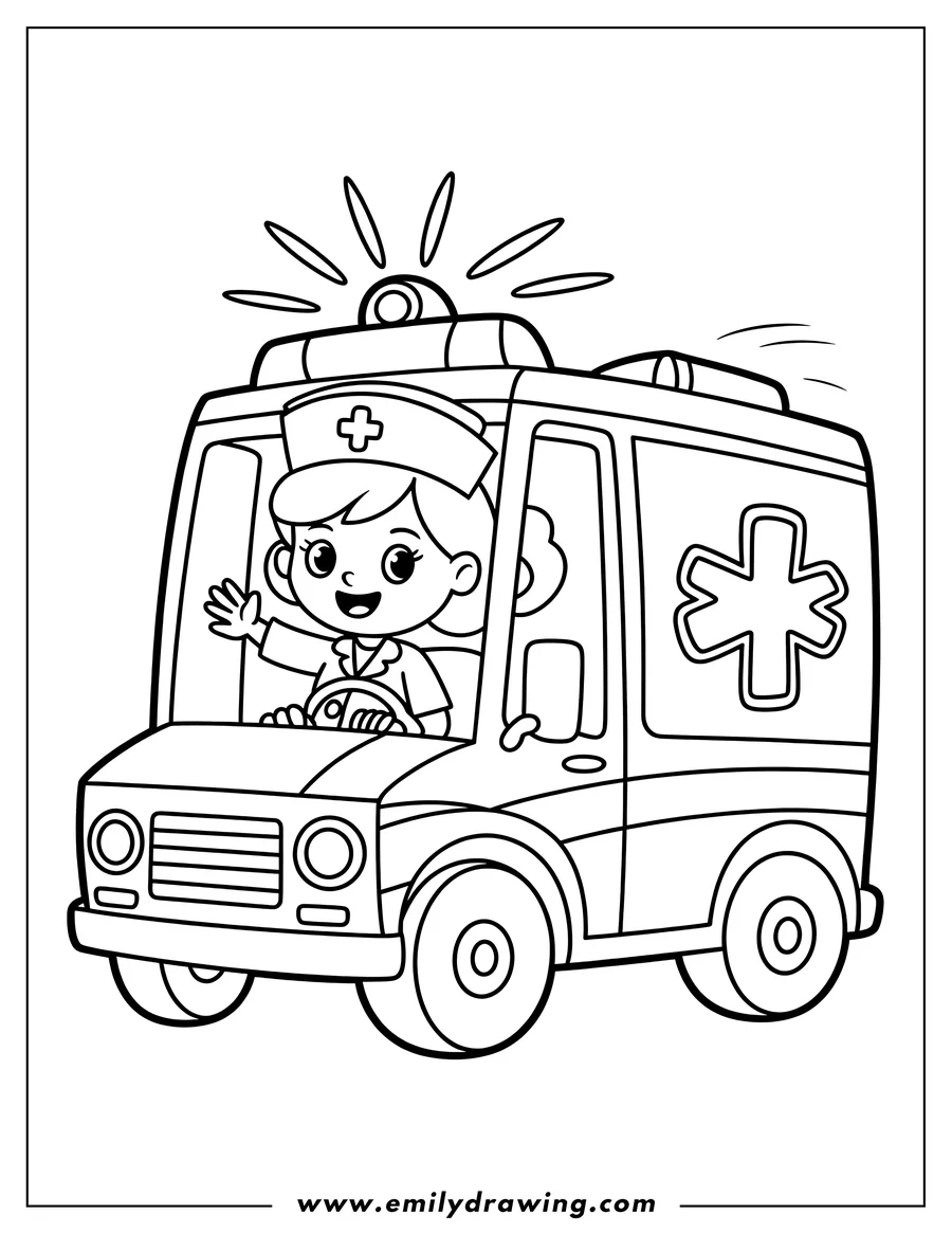 Black and white line art of nurse