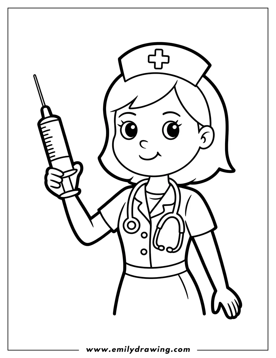 Free printable coloring sheet of nurse