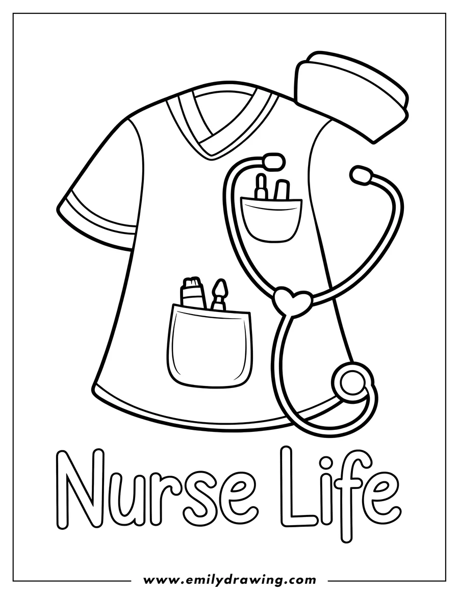 High quality printable nurse Uniform for coloring