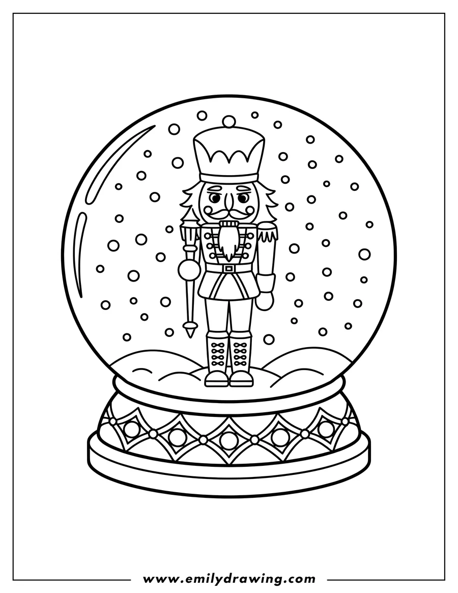 Full page coloring image of nutcracker