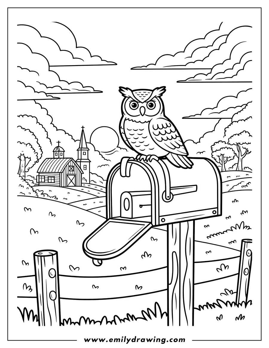 Printable coloring page of owl