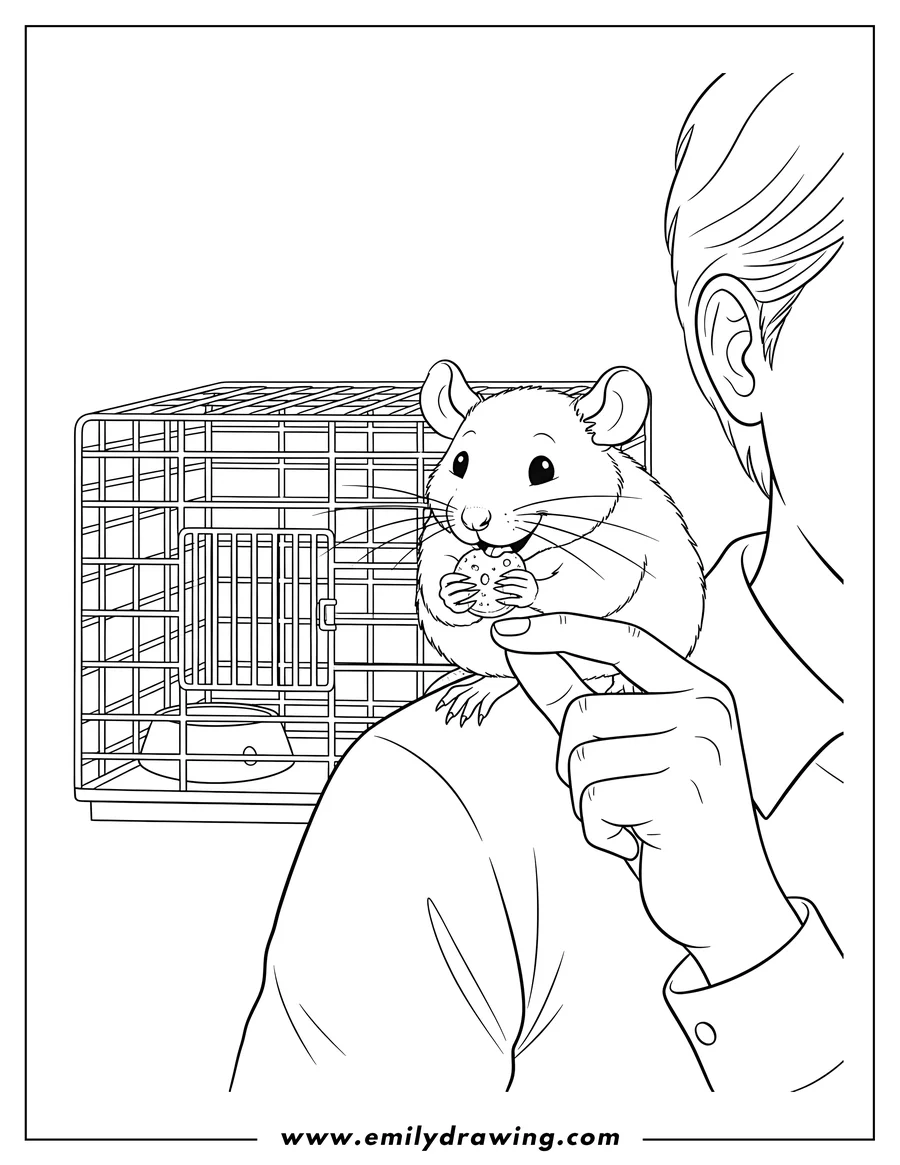 Coloring page for kids: pet Rat