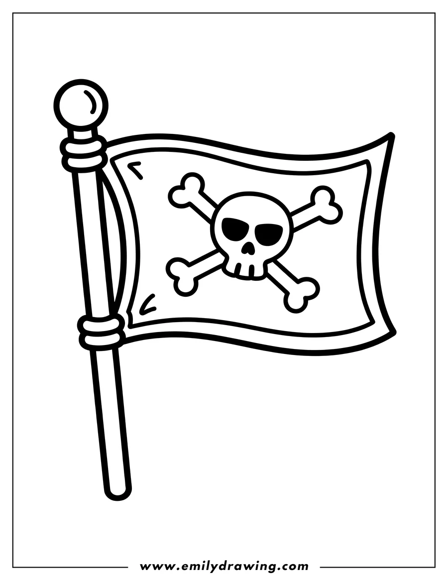 Printable coloring page of pirate Flag
