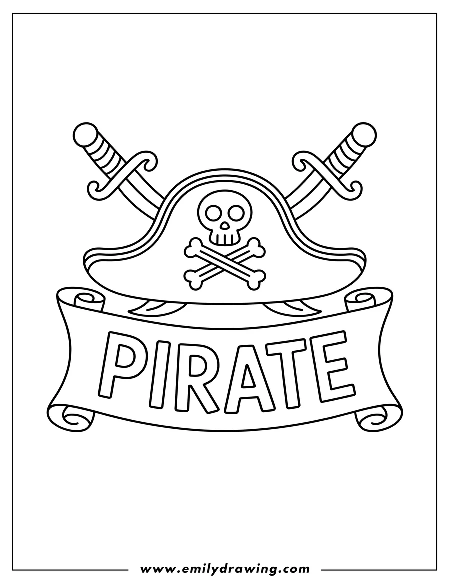 Printable coloring page of pirate Hat