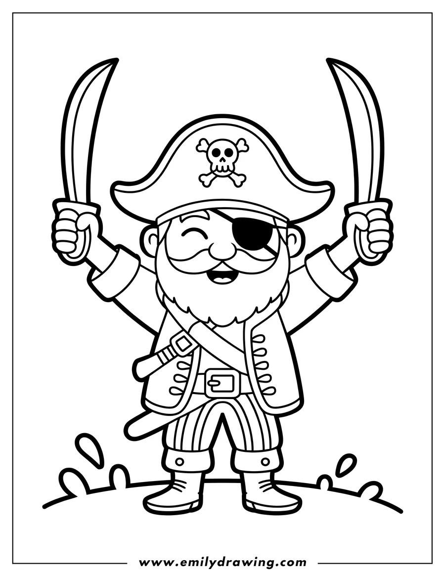 Vector style outline of pirate