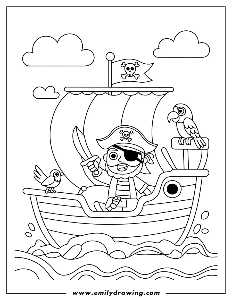 Coloring page for kids: pirate