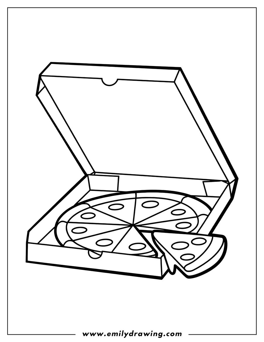 Doodle style coloring picture of pizza