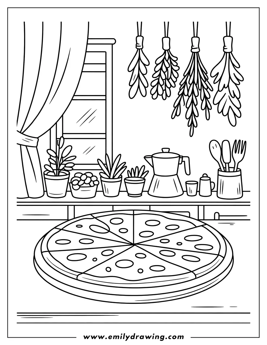 Free to print drawing of pizza