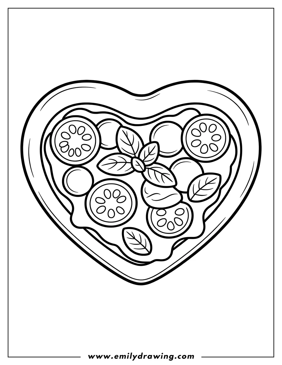 Doodle style coloring picture of pizza