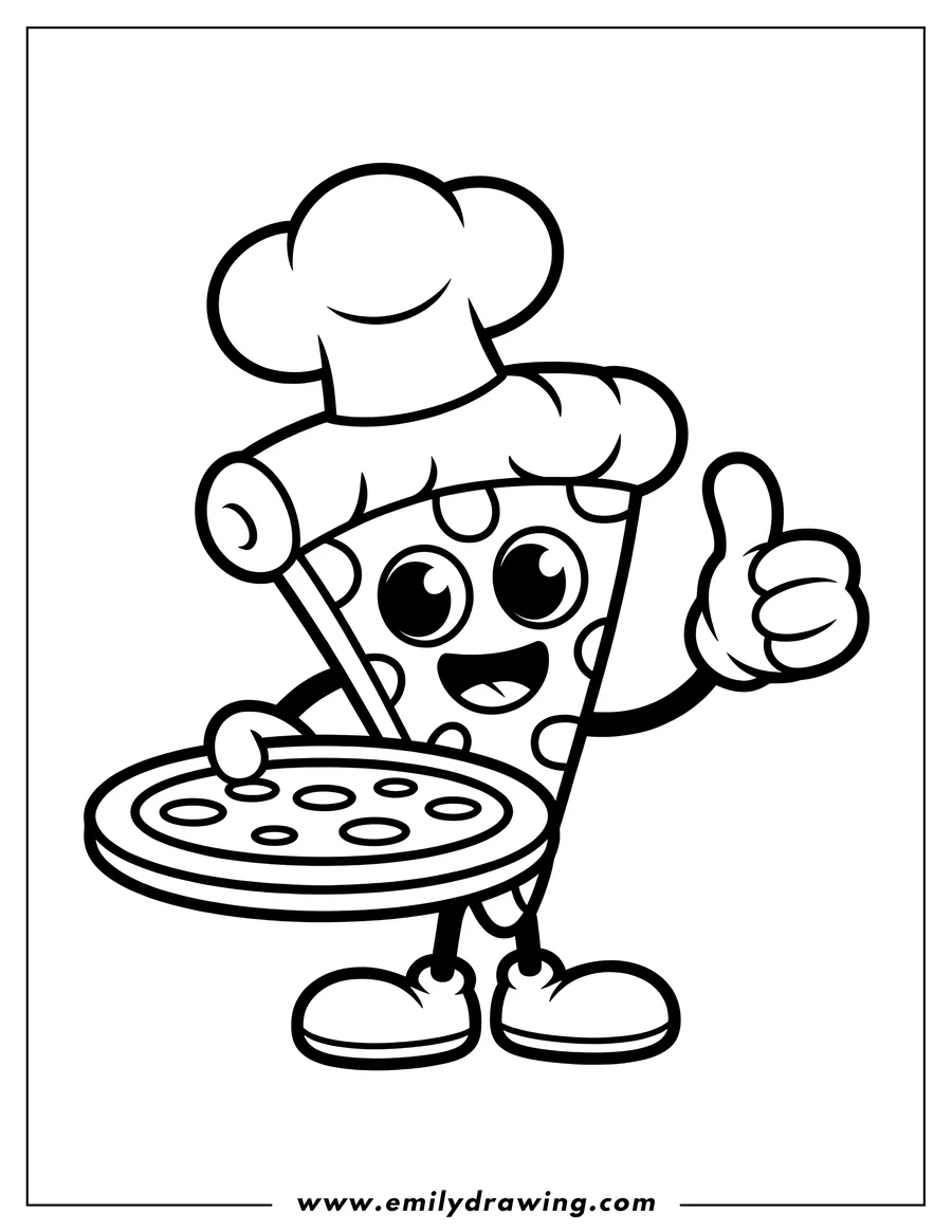 High quality printable pizza Slice Character for coloring